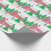 Weihnachts Roter Stall Wrapping Paper Geschenkpapier (Ecke)