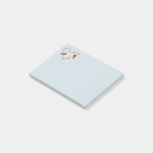 Weihnachts-Roter Vogel Kardinal Holly Post-it Klebezettel (angewinkelt)