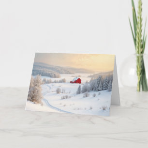 Weihnachts Roter Winter Barn Feiertagskarte