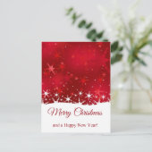 Weihnachts Roter Winter Schneeflocken Feiertagspostkarte (Stehend Vorderseite)