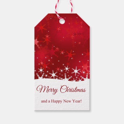 Weihnachts Roter Winter Schneeflocken Geschenkanhänger (Vorderseite)