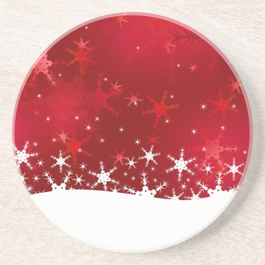 Weihnachts Roter Winter Schneeflocken Getränkeuntersetzer (Vorne)