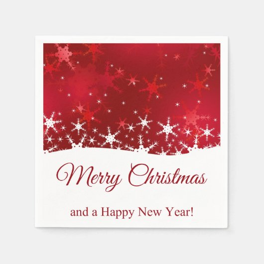 Weihnachts Roter Winter Schneeflocken Serviette (Vorderseite)