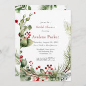 Weihnachts-Rotes Berries-Kiefer-Brautparty Einladung (Vorne/Hinten)