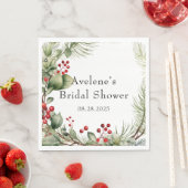 Weihnachts-Rotes Berries-Kiefer-Brautparty Serviette (Beispiel)