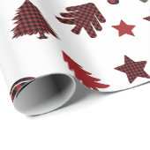 Weihnachts-Rotes Buffalo-Karierte Elemente Geschenkpapier (Rolleneckpunkt)
