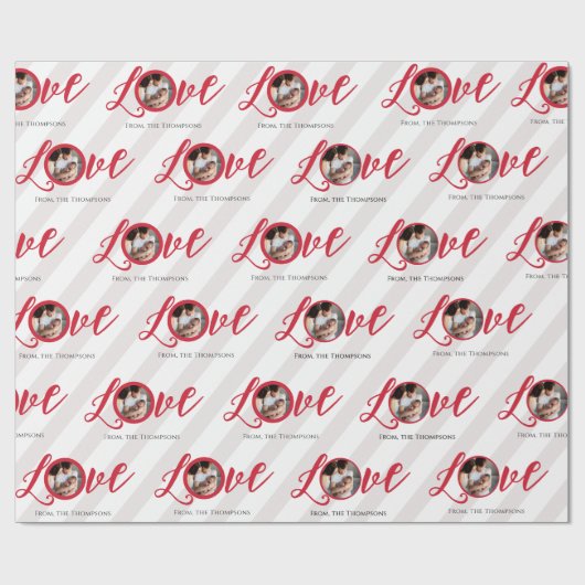 Weihnachts-Rotes Foto Typografie Geschenkpapier (Flach)