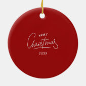 Weihnachts Rotes Kariertes Personalisiertes Kind H Keramik Ornament (Hinten)