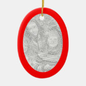 Weihnachts-Rotes Oval-Foto Keramikornament (Vorne)