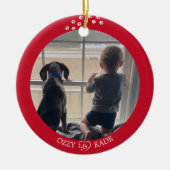 Weihnachts-Rotes Personalisiertes Kindermädchen Fo Keramik Ornament (Vorne)