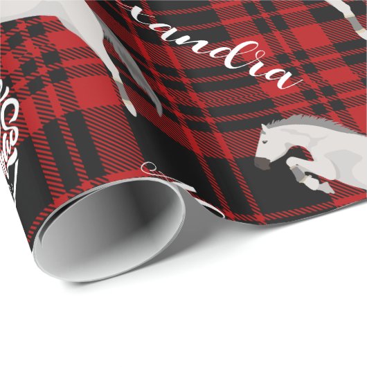 Weihnachts-Rotes Pferd Personalisiert Geschenkpapier (Rolleneckpunkt)