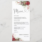 Weihnachts-Rotes Poinsettia-Brautparty Menükarte (Vorderseite)