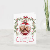 Weihnachts-Rotes Wavy-Rahmen-Foto Feiertagskarte (Vorderseite)