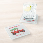 Weihnachts-Rotes Weihnachtsfest Weihnachten Weihna Glasuntersetzer (Schrägansicht)