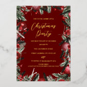 Weihnachts-Rotgoldfestivals-Party Folieneinladung (Vorderseite)