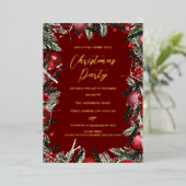 Weihnachts-Rotgoldfestivals-Party Folieneinladung (Stehend vorne)