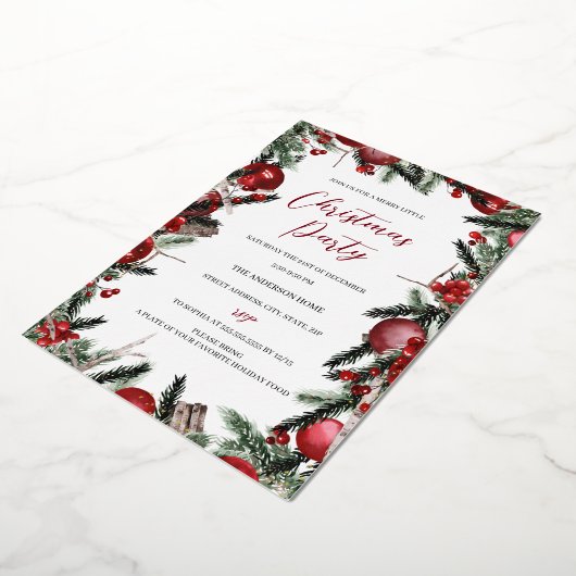 Weihnachts-Rotgoldfestivals-Party Folieneinladung (Gedreht)