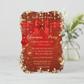 Weihnachts-Rothalsbälle, Bow, Goldkorporiertes Par Einladung (Stehend Vorderseite)