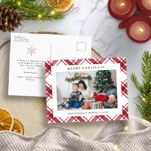 Weihnachts-Rotkariert Feiertagspostkarte