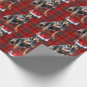 Weihnachts-Rotkarierter Dobermann Weihnachtsmann H Geschenkpapier (Ecke)
