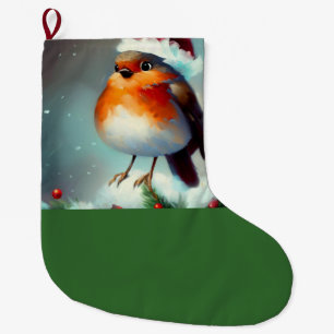 Weihnachts-Rotkehlchen 1 Großer Weihnachtsstrumpf