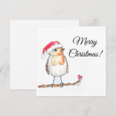 Weihnachts-Rotkehlchen Feiertagskarte (Vorne/Hinten)
