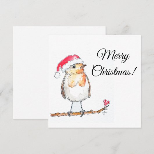 Weihnachts-Rotkehlchen Feiertagskarte (Vorne/Hinten)