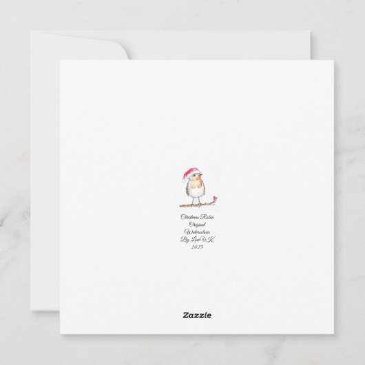 Weihnachts-Rotkehlchen Feiertagskarte (Rückseite)