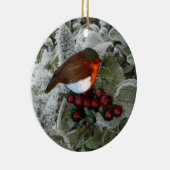 Weihnachts-Rotkehlchen Keramikornament (Rechts)