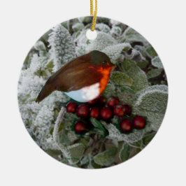 Weihnachts-Rotkehlchen Keramikornament