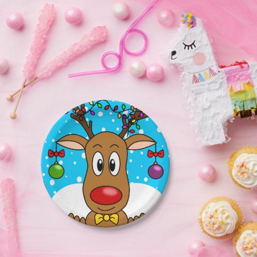 Weihnachts-Rotnasen-Rentierpapier-Platte Pappteller (Party)
