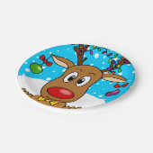 Weihnachts-Rotnasen-Rentierpapier-Platte Pappteller (Schrägansicht)