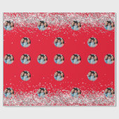 Weihnachts-Rotsilber-Foto Konfetti Geschenkpapier (Flach)