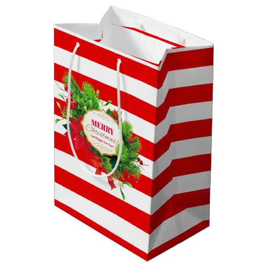 Weihnachts-Rottasche Mittlere Geschenktüte (Rückseite Schrägansicht)