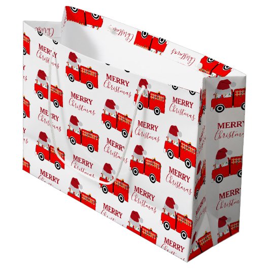 Weihnachts-Rottruck Große Geschenktüte (Vorderseite Schrägansicht)