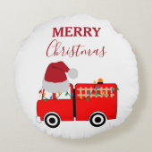 Weihnachts-Rottruck Rundes Kissen (Rückseite)