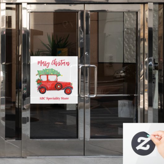 Weihnachts-Rottruck Weißes Fest Fensteraufkleber (Büro Tür)