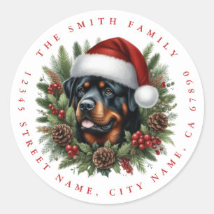 Weihnachts-Rottweiler-Hund runde Aufkleber