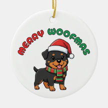 Weihnachts-Rottweiler-Ornament: Frohe Weihnachtsmä
