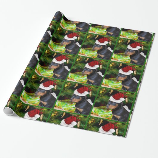 Weihnachts-Rottweiler-Welpenpackpapier Geschenkpapier (Ungerollt)