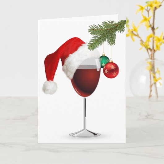 Weihnachts Rotweine mit Hut Karte (Gelbe Blume)