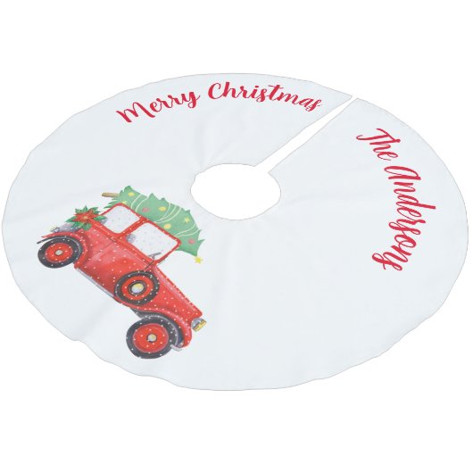 Weihnachts-Rotweinrock Polyester Weihnachtsbaumdecke (Schrägansicht)