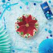 Weihnachts-Rotwolben und Poinsettia-Overlay Pappteller (Party)