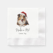 Weihnachts Rough Collie Dog trinkt auf mir Serviette (Vorderseite)