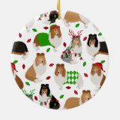 Weihnachts-Rough Collie Keramik Ornament (Hinten)