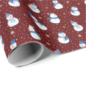 Weihnachts-Royal-Maroon-Wrapping-Papier mit Snowme Geschenkpapier (Rolleneckpunkt)
