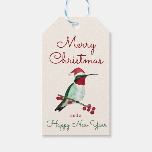 Weihnachts-Ruby-throated Hummingbird-Geschenktaste Geschenkanhänger (Vorderseite)