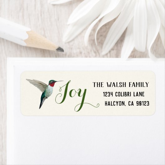 Weihnachts-Ruby-throated Hummingbird-Rücksendeadre (Insitu)