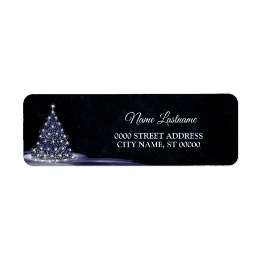 Weihnachts-Rücksendeadresse Blaue Baum Winter Navy (Vorne)