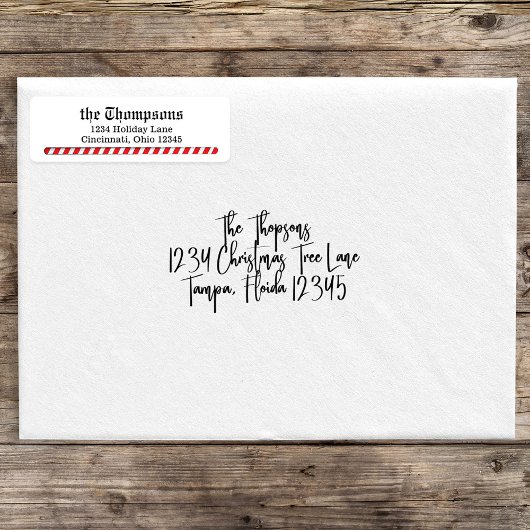 Weihnachts-Rücksendeadresse Candy Cane Stripes